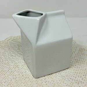 Sur La Table Porcelain Milk Box Shaped Creamer Dispenser 4.25” White Minimalist